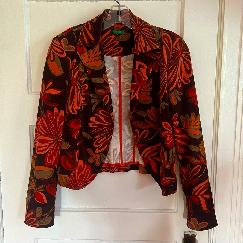 Retro Fitted Floral Blazer 70s Hippie Costume